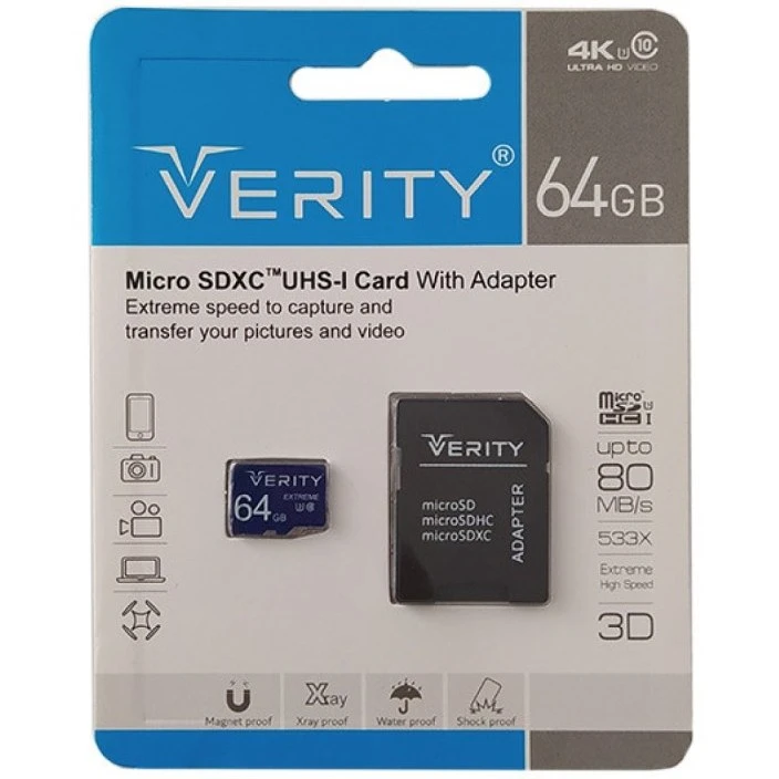 کارت حافظه microSDHC وریتی مدل Ultra کلاس 10 ظرفیت 64 گیگابایت به همراه اداپتور SD